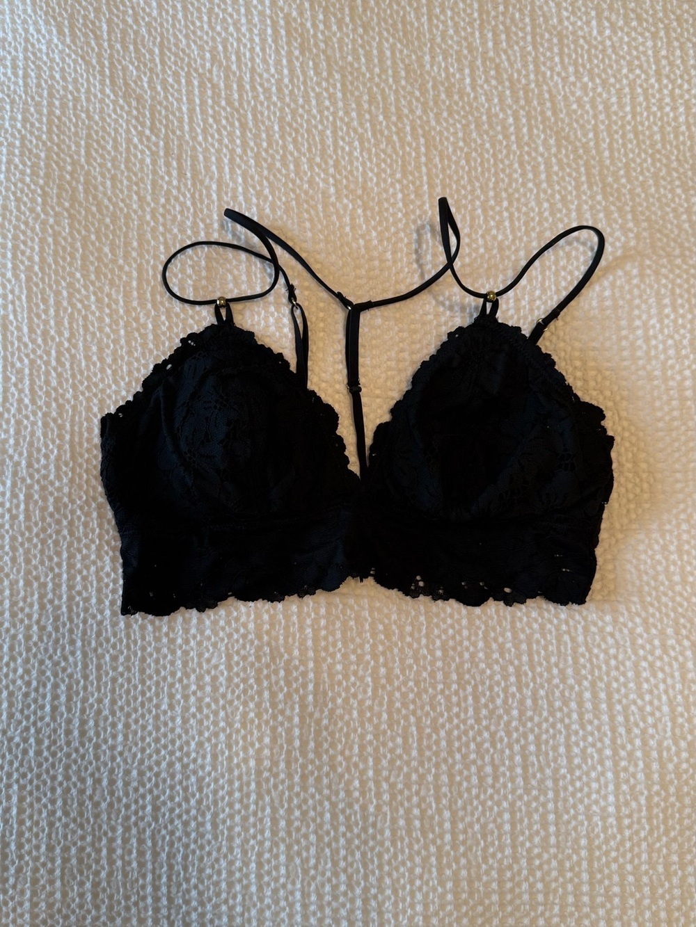 Aerie | Black Lace Bralette with Strappy Back | size = Small